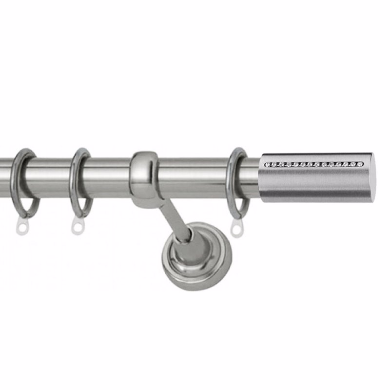 Κουρτινόξυλο Φ25 Inox Palermo Strass Νίκελ Σατινέ