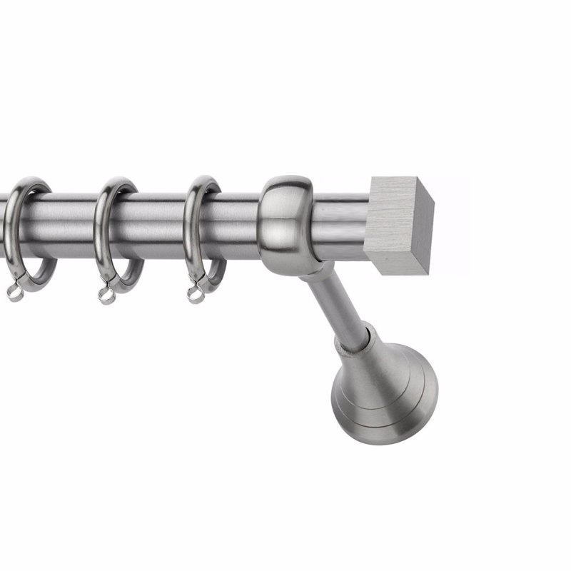 Κουρτινόξυλο Φ25 Inox Carre Νίκελ Σατινέ