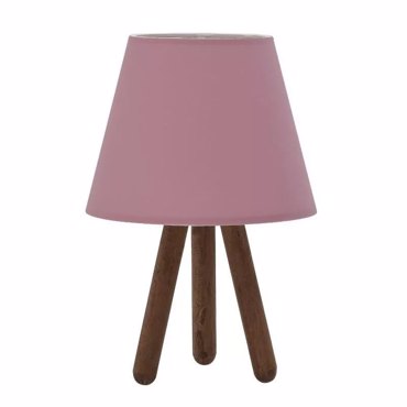 L'arte Φωτιστικό Επιτραπέζιο Ξύλινο με ροζ Βελούδινο Καπέλο Ε27 Φ22x33cm (9000001)