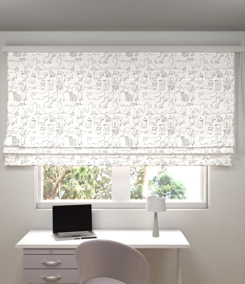 Ύφασμα 'Miu' με Εκτυπωμένο Μοτίβο Σιλουέτες Γάτας σε 3 