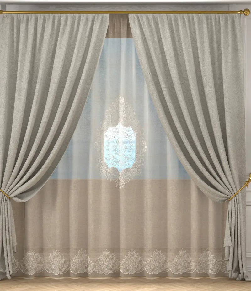 Ύφασμα Γάζα με Κεντητό Κλασσικό Σχέδιο 'Ophelia' διαθέσ