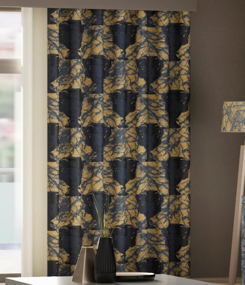 Ύφασμα Ζακάρ 'Pompei' με Κεντητό Σχέδιο ''Αμφορείς'' διαθέσιμο σε 4 Αποχρώσεις