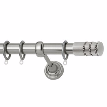 Κουρτινόξυλο Φ25 Inox Como Triple Strass Νίκελ Σατινέ