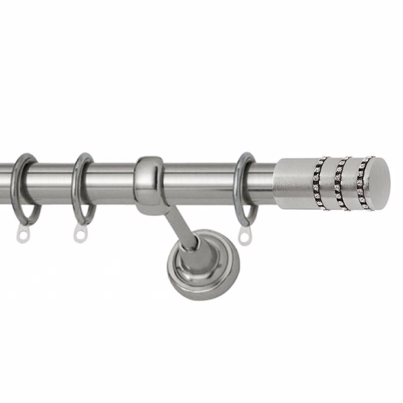 Κουρτινόξυλο Φ25 Inox Como Triple Strass Νίκελ Σατινέ