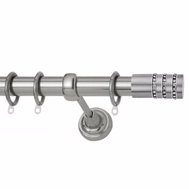 Κουρτινόξυλο Φ25 inox Genoa Strass Νίκελ Σατινέ