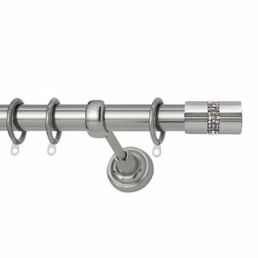 Κουρτινόξυλο Φ25 Inox Verona Triple Strass Νίκελ Σατινέ