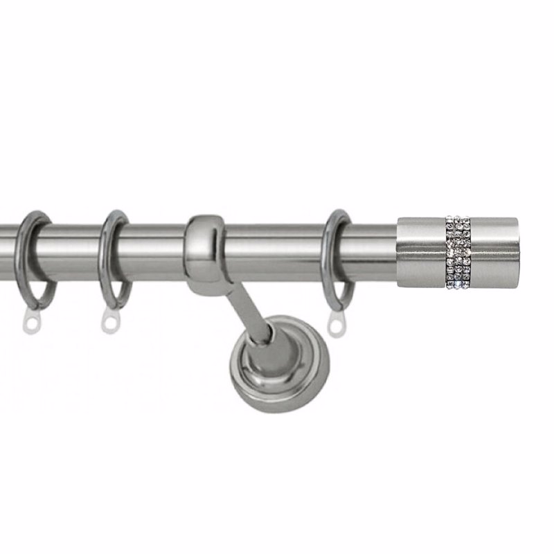 Agiovlasitishome - ΣΗΜΑΝΤΙΚΟ: Σε περίπτωση διαφοράς τιμής από το κατάστημα ισχύει παντα και μόνο η τιμή του καταστήματος Κουρτινόξυλο Φ25 Inox Verona Triple Strass Νίκελ Σατινέ