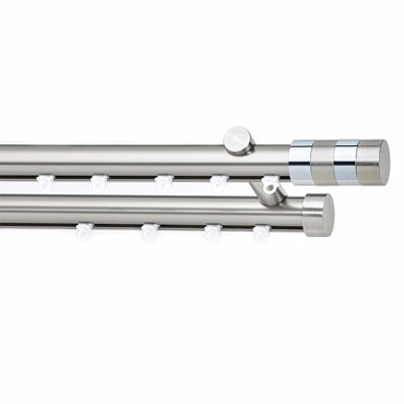 Κουρτινόξυλο Οροφής Διπλό Φ25 Soleil Victoria Νίκελ Σατινέ