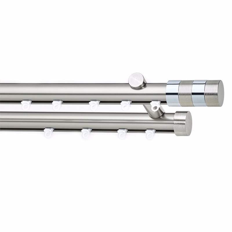 Κουρτινόξυλο Οροφής Διπλό Φ25 Soleil Victoria Νίκελ Σατ