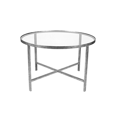 Art et Lumiere ΤΡΑΠΕΖΙ ΣΑΛΟΝΙΟΥ ΜΕΤΑΛΛΙΚΟ ΑΣΗΜΙ ΜΕ ΔΙΑΦΑΝΟ ΓΥΑΛΙ Φ80Χ55ΕΚ 10382