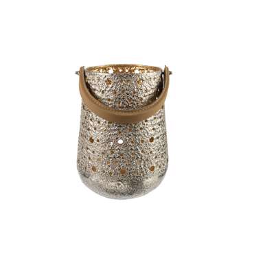 Art et Lumiere ΦΑΝΑΡΙ ΜΕΤΑΛΛΙΚΟ/ΔΕΡΜΑΤΙΝΟ ΑΣΗΜΙ ΧΡΥΣΟ 17Χ23ΕΚ 01885