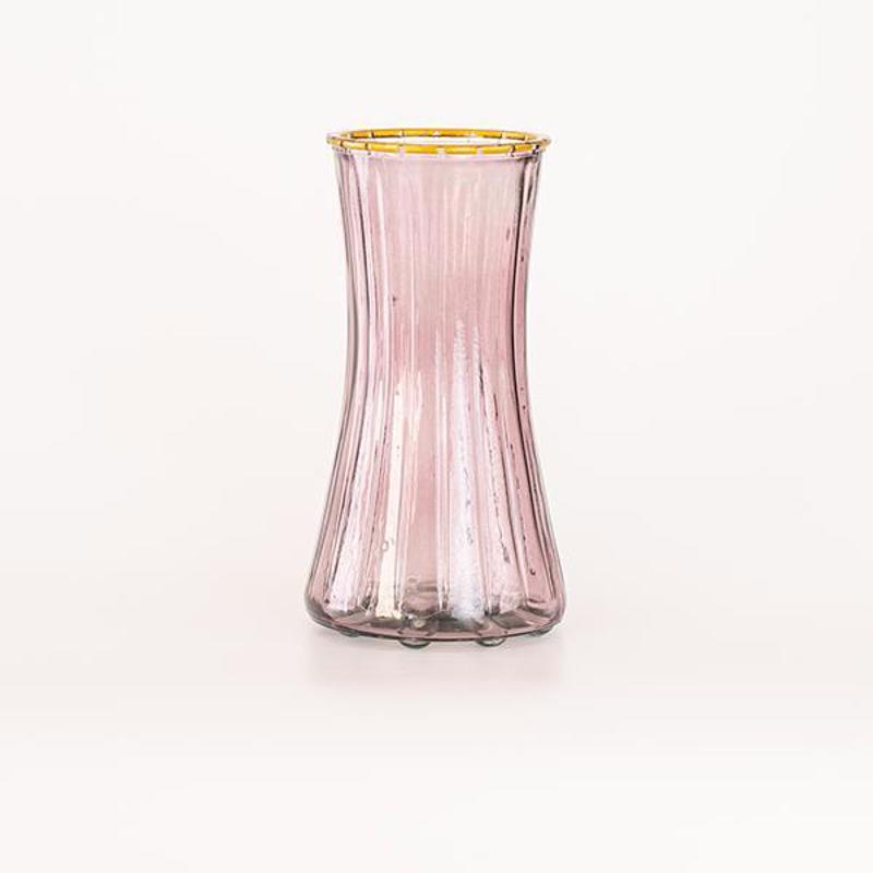 ESTHETI home - ΣΗΜΑΝΤΙΚΟ: Σε περίπτωση διαφοράς τιμής από το κατάστημα ισχύει παντα και μόνο η τιμή του καταστήματος ESTHETI home Γυάλινο Βάζο με Ανάγλυφες Γραμμές Μωβ 10.3