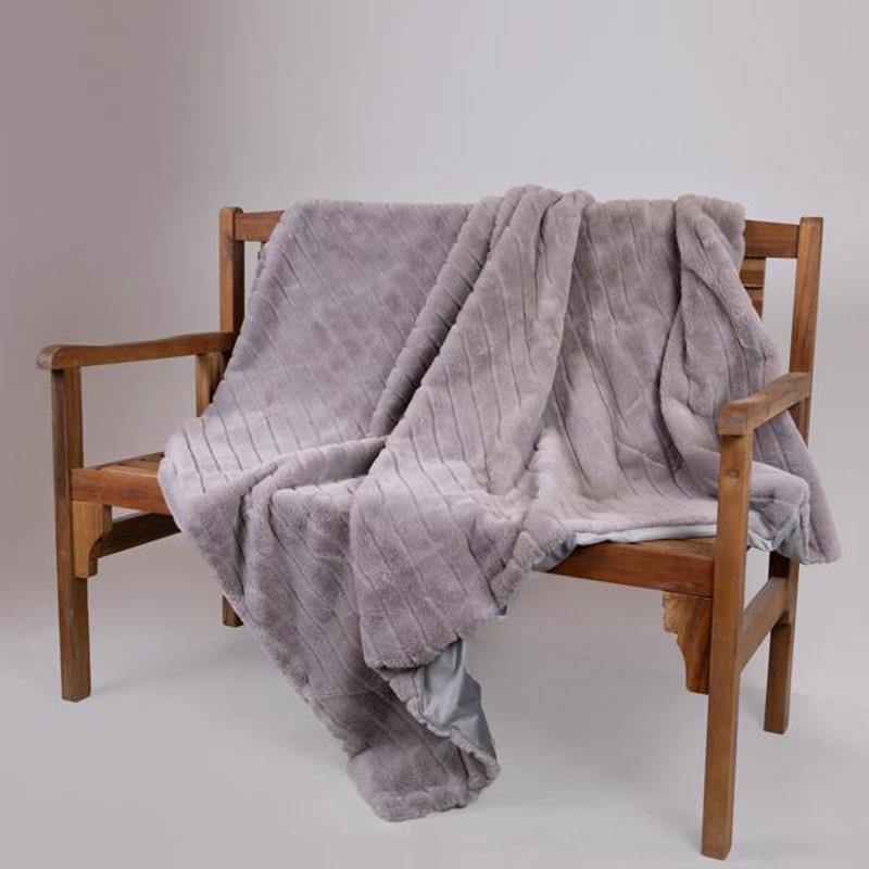 ESTHETI home Γούνινη Διακοσμητική Κουβέρτα Καναπέ Γκρι 140x160cm 600-46054