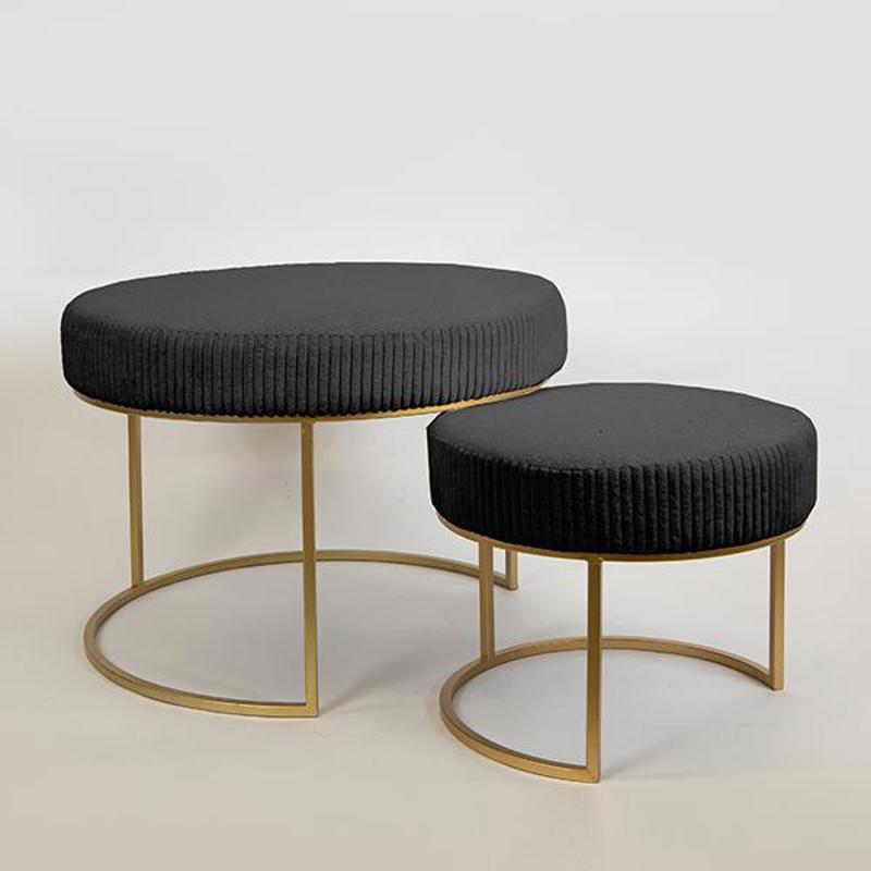 ESTHETI home - ΣΗΜΑΝΤΙΚΟ: Σε περίπτωση διαφοράς τιμής από το κατάστημα ισχύει παντα και μόνο η τιμή του καταστήματος ESTHETI home Σετ των 2 Σκαμπό Βελούδινο Μαύρο με Μεταλλ