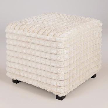 ESTHETI home Σκαμπό Βελούδινο Λευκό με Ξύλινα Πόδια 42x42x40cm 750-14028