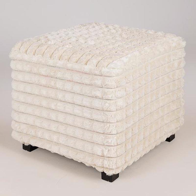 ESTHETI home Σκαμπό Βελούδινο Λευκό με Ξύλινα Πόδια 42x