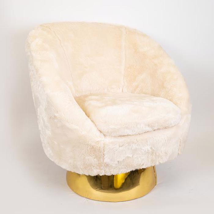 ESTHETI home Poluthrona Beloudini Lefki me Xrusi Basi 79x72x81cm 750-20012