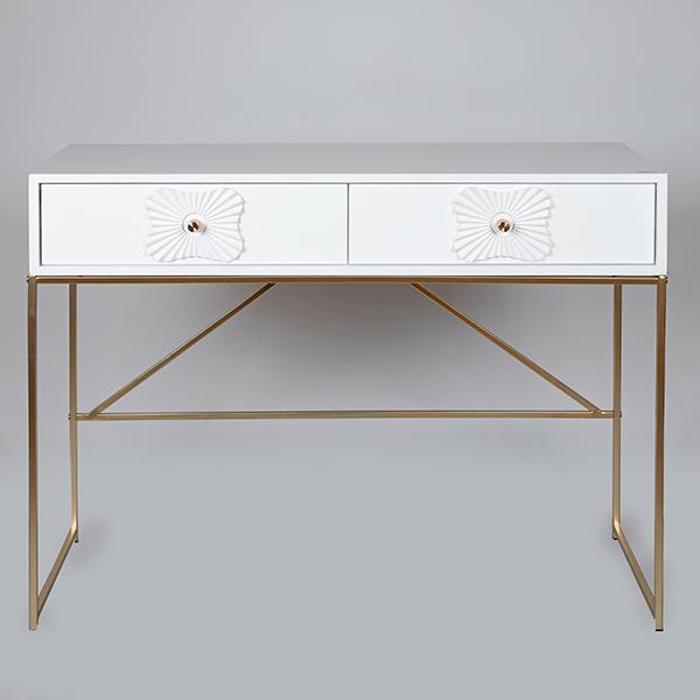 ESTHETI home Konsola Xulini Lefki me Metallika Xrusa Podia 100x39x77cm 750-25039