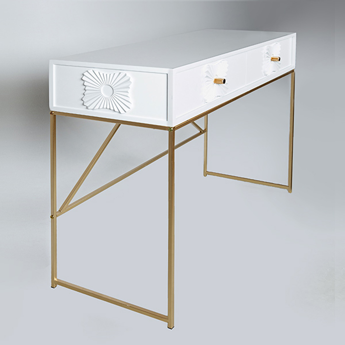 ESTHETI home Konsola Xulini Lefki me Metallika Xrusa Podia 100x39x77cm 750-25039