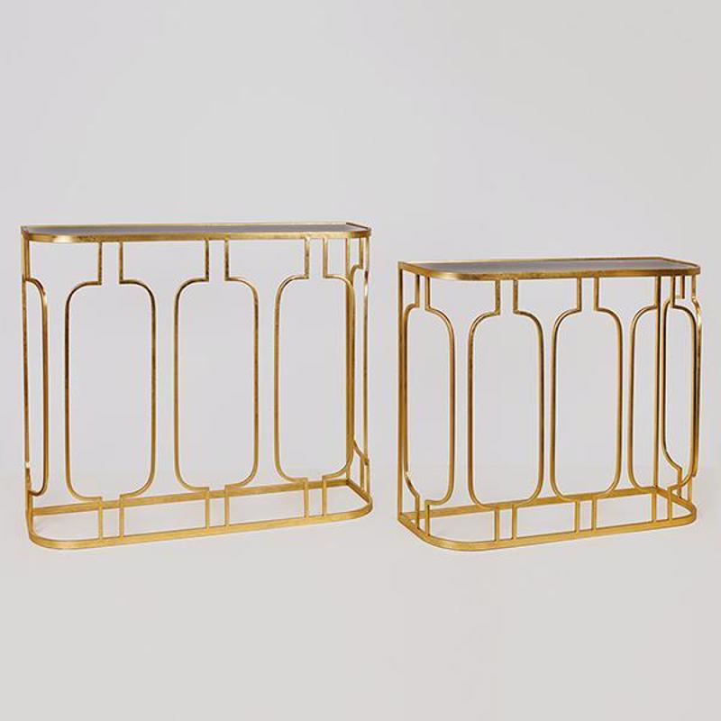 ESTHETI home - ΣΗΜΑΝΤΙΚΟ: Σε περίπτωση διαφοράς τιμής από το κατάστημα ισχύει παντα και μόνο η τιμή του καταστήματος ESTHETI home Σετ των 2 Κονσόλα Μεταλλική Χρυσή με Μαύρη