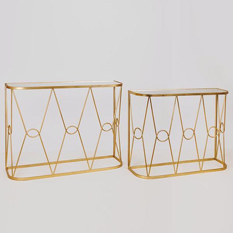 ESTHETI home - ΣΗΜΑΝΤΙΚΟ: Σε περίπτωση διαφοράς τιμής από το κατάστημα ισχύει παντα και μόνο η τιμή του καταστήματος ESTHETI home Σετ των 2 Κονσόλα Μεταλλική Χρυσή με Επιφά