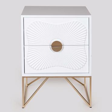 ESTHETI home Κομοδίνο Ξύλινο Λευκό με Πόδια Μεταλλικά Χρυσά 48x35x64cm 750-35525