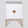 ESTHETI home Komodino Xulino Lefko me Podia Metallika Xrusa 48x35x64cm 750-35525