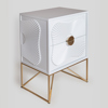 ESTHETI home Komodino Xulino Lefko me Podia Metallika Xrusa 48x35x64cm 750-35525