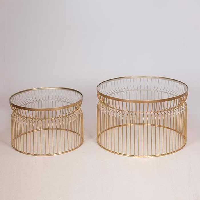 ESTHETI home Set ton 2 Trapezakia Metallika Xrusa me Gyali F65x40cm/F52.5x34cm 750-37013