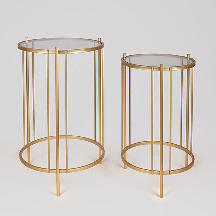 ESTHETI home Set ton 2 Boithitiko Trapezaki Metalliko Xruso me Gyali F42x67cm/F35x60cm 750-39538