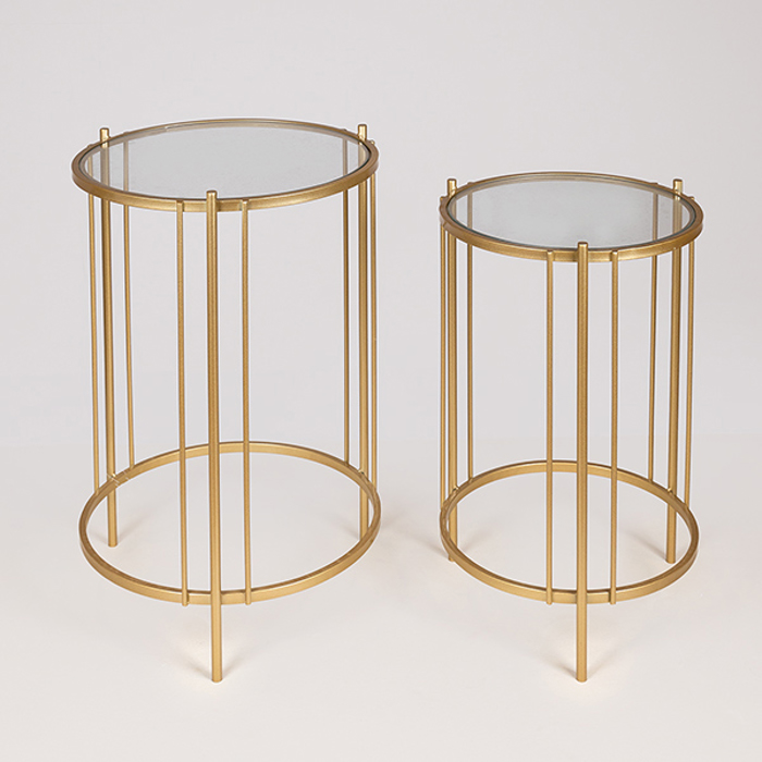ESTHETI home Set ton 2 Boithitiko Trapezaki Metalliko Xruso me Gyali F42x67cm/F35x60cm 750-39538