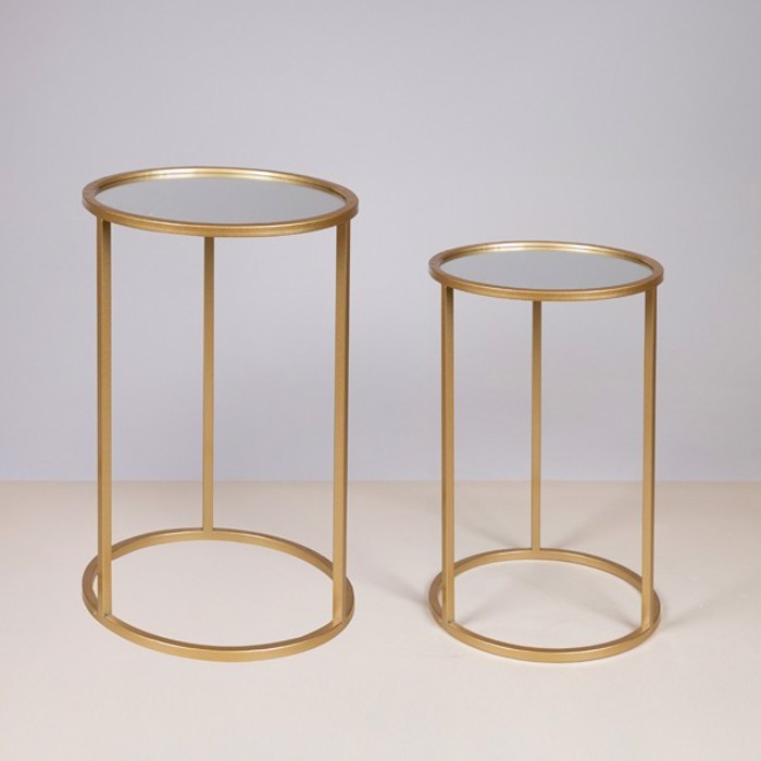 ESTHETI home Set ton 2 Boithitiko Trapezaki Metalliko Xruso me Gyali F38x55.5cm/F33x50.5cm 750-39539