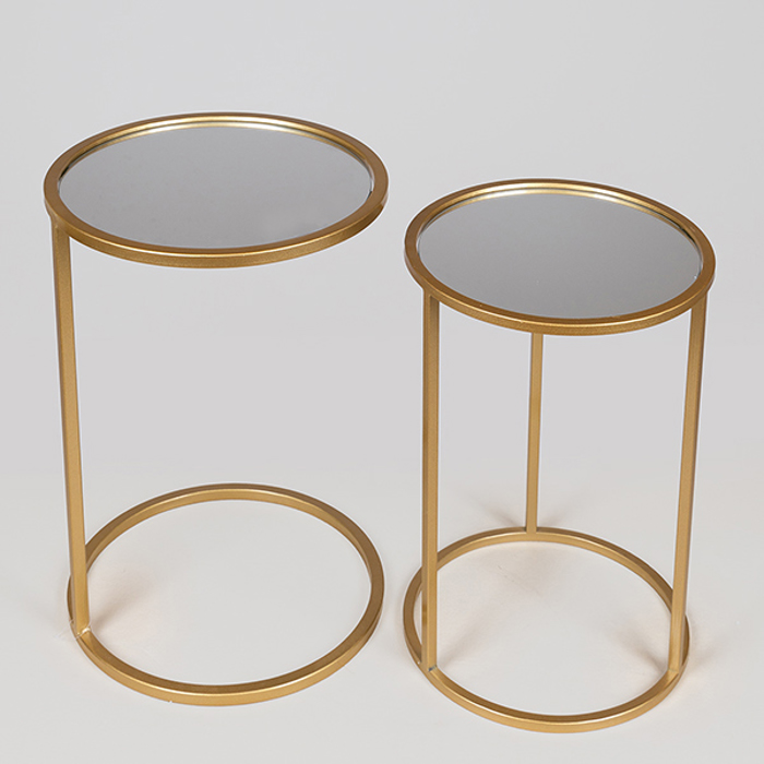 ESTHETI home Set ton 2 Boithitiko Trapezaki Metalliko Xruso me Gyali F38x55.5cm/F33x50.5cm 750-39539