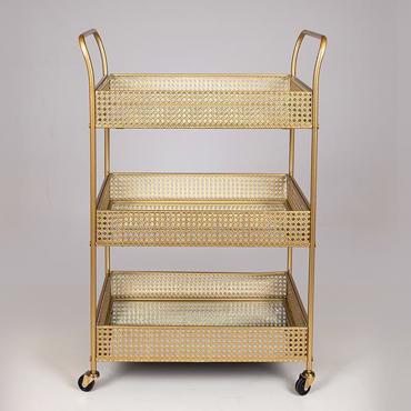 ESTHETI home Τρόλεϊ Μεταλλικό Χρυσό με Καθρέπτη και Ροδάκια 54x33x84cm 750-39543