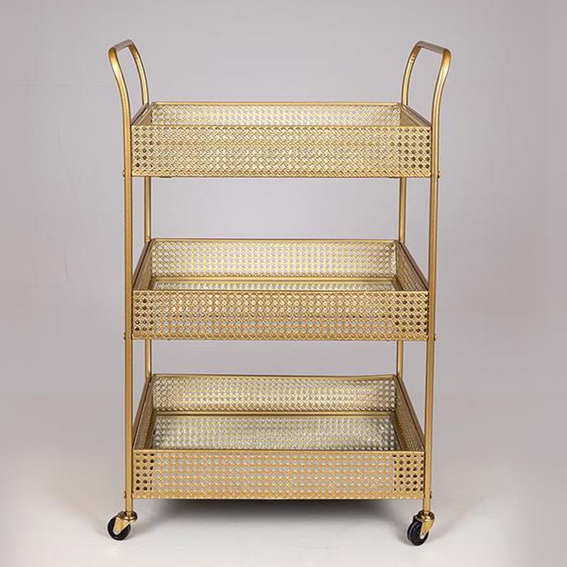 ESTHETI home Τρόλεϊ Μεταλλικό Χρυσό με Καθρέπτη και Ροδ