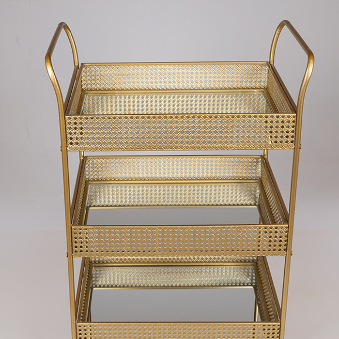 ESTHETI home Troleϊ Metalliko Xruso me Kathrepti kai Rodakia 54x33x84cm 750-39543