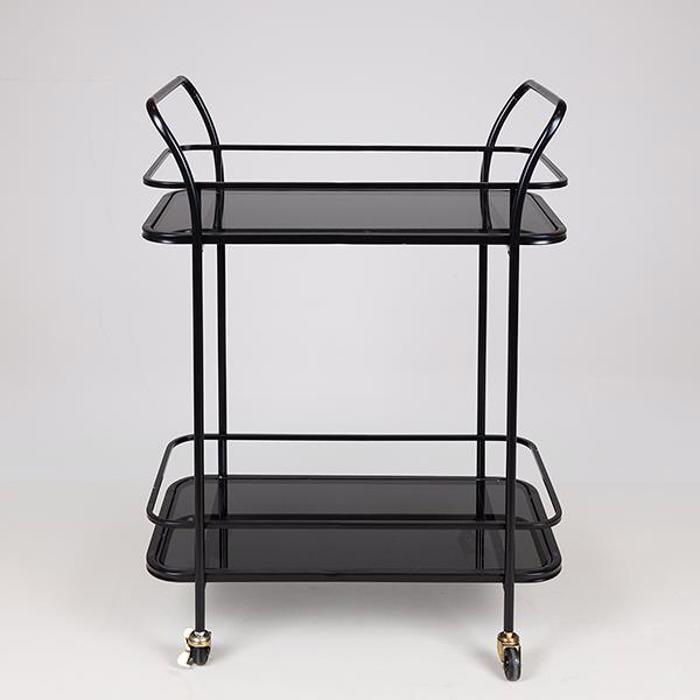 ESTHETI home Troleϊ Metalliko Mavro me Gyali kai Rodakia 54x33x84cm 750-39545