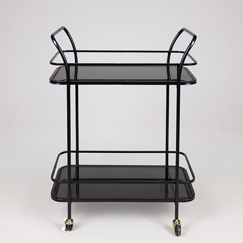 ESTHETI home Τρόλεϊ Μεταλλικό Μαύρο με Γυαλί και Ροδάκια 54x33x84cm 750-39545