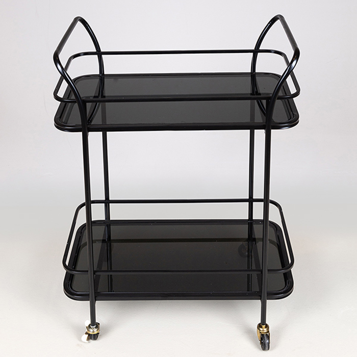 ESTHETI home Troleϊ Metalliko Mavro me Gyali kai Rodakia 54x33x84cm 750-39545