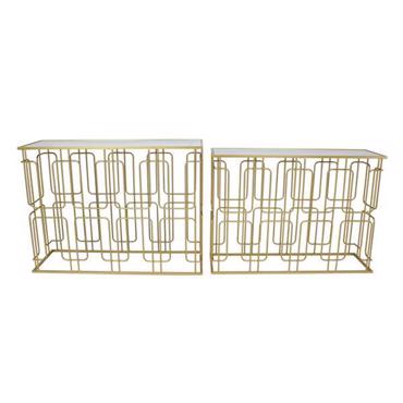 ESTHETI home Σετ των 2 Κονσόλα Μεταλλική/Γυάλινη Χρυσή 107x35.5x79.5cm/101.5x30.5x74cm 750-39565