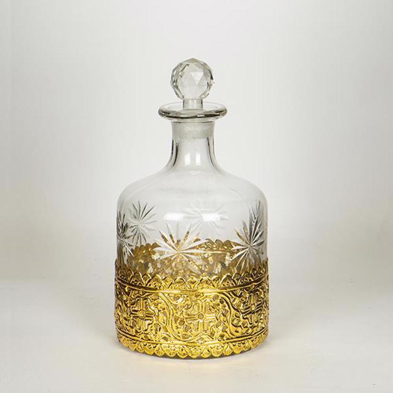 ESTHETI home Καράφα Μεταλλική/Γυάλινη Χρυσή Φ13x25cm 75