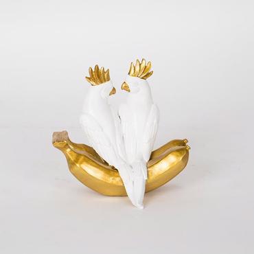 ESTHETI home Επιτραπέζιο Διακοσμητικό με Παπαγάλους Λευκό/Χρυσό 13x10x12.5cm 752-11586