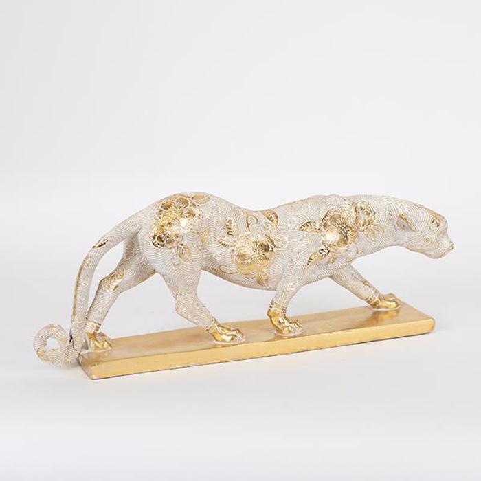 ESTHETI home Epitrapezio Diakosmitiko Panthiras Resin Lefko/Xruso 42.5x10.5x16.7cm 752-11605