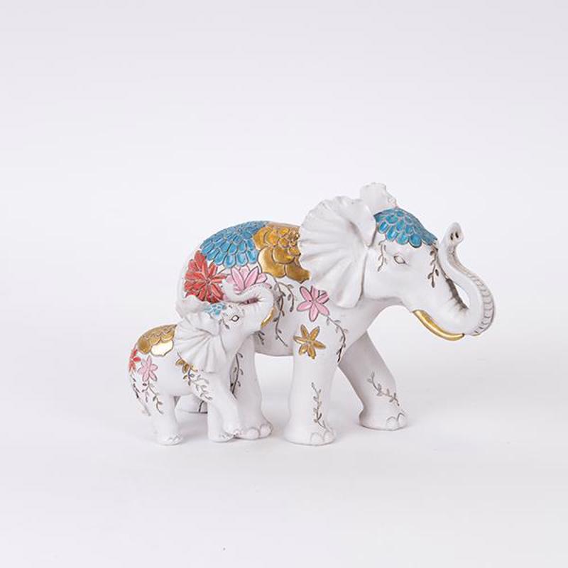 ESTHETI home Ελέφαντες Resin Λευκοί με Λουλούδια 22.5x1