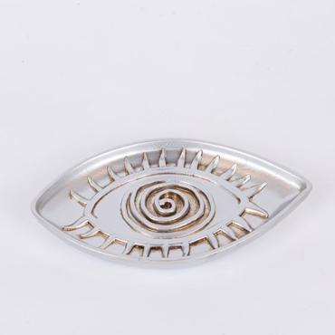 ESTHETI home Διακοσμητική Πιατέλα Resin Ασημί με Σχέδιο Μάτι 16x9.8x1.3cm 752-15028