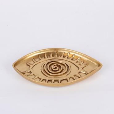 ESTHETI home Διακοσμητική Πιατέλα Resin Χρυσή με Σχέδιο Μάτι 16x9.8x1.3cm 752-15029