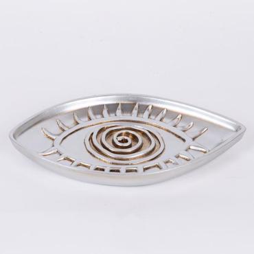 ESTHETI home Διακοσμητική Πιατέλα Resin Ασημί με Σχέδιο Μάτι 20.9x12x1.7cm 752-15030