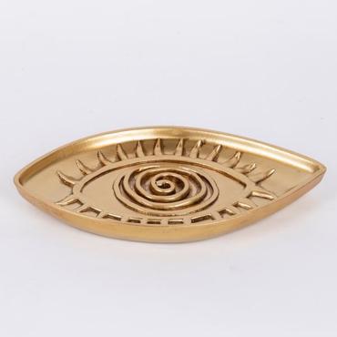 ESTHETI home Διακοσμητική Πιατέλα Resin Χρυσή με Σχέδιο Μάτι 20.9x12x1.7cm 752-15031