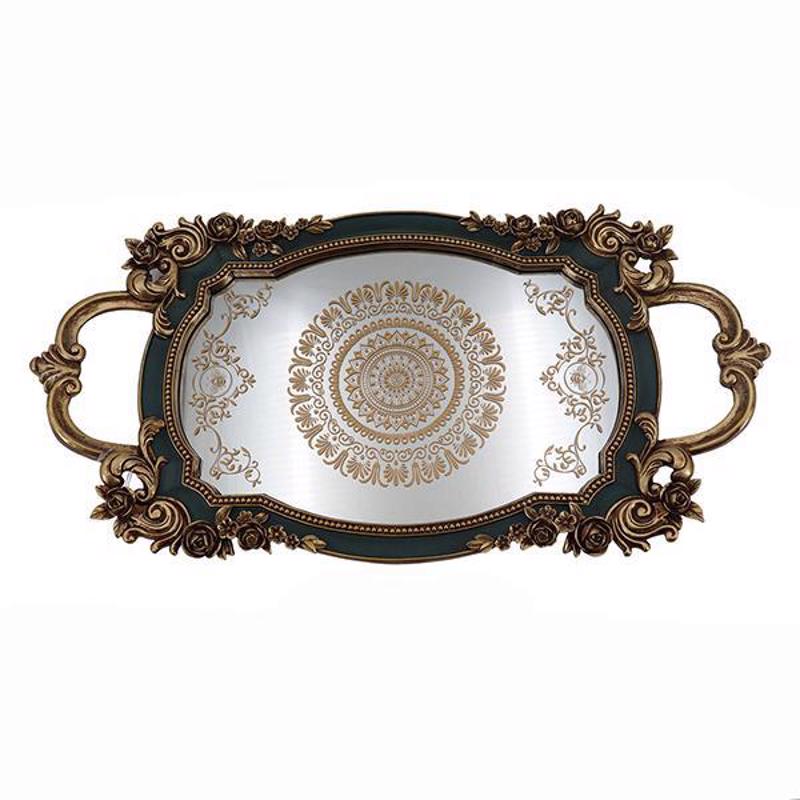 Διακοσμητικά Επιτραπέζια agiovlasitishome - ΣΗΜΑΝΤΙΚΟ: Σε περίπτωση διαφοράς τιμής από το κατάστημα ισχύει παντα και μόνο η τιμή του καταστήματος ESTHETI home Δίσκος Resin Χρυσός/Πράσινος με Καθρέπτη 4