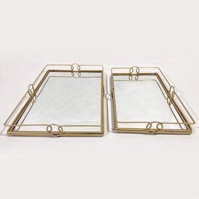 ESTHETI home Σετ των 2 Δίσκος Μεταλλικός Χρυσός με Καθρ